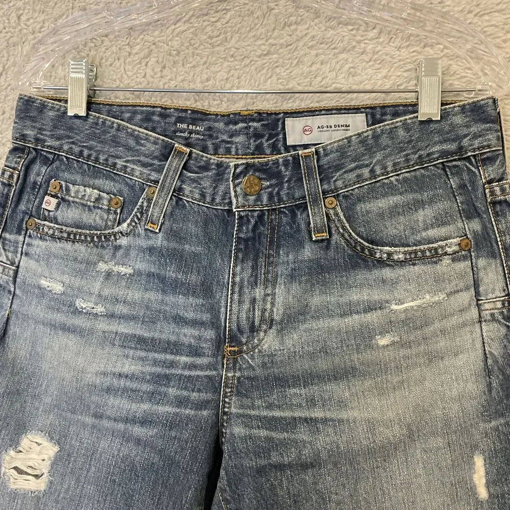 AG Adriano‎ Goldschmied Jeans Womens 26R The Beau Slouchy Skinny Dark Wash Blue